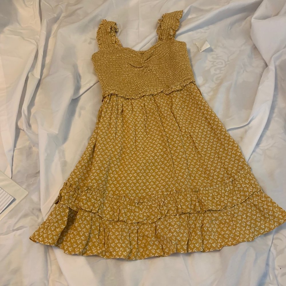 The Impeccable Pig Mustard Bee Floral Sun Dress Size M NWT